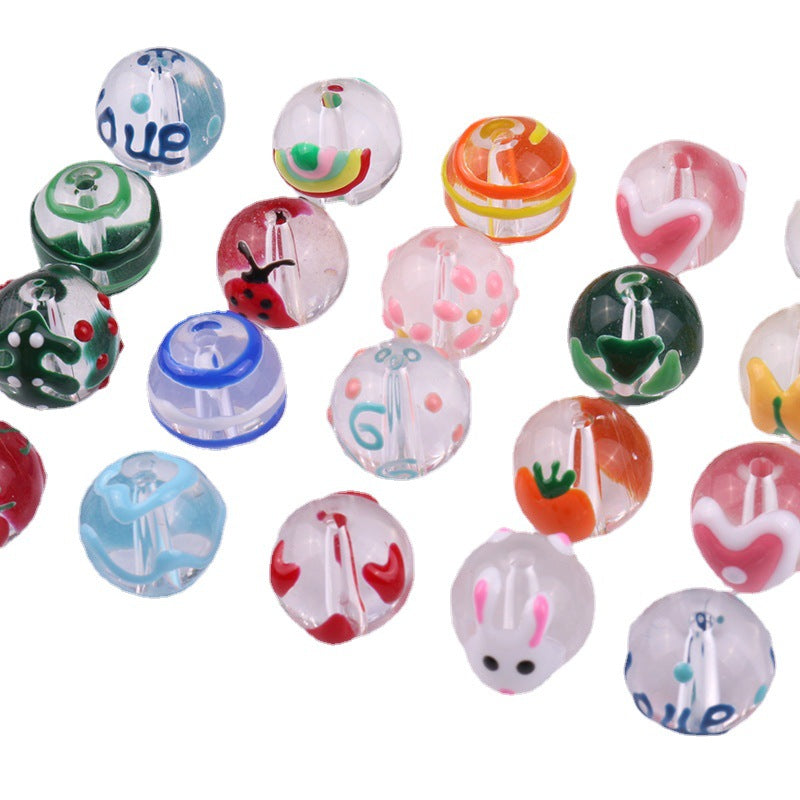 Cuentas de dispersión de dispersión recta de vidrio pintado a mano de aceite de goteo al por mayor